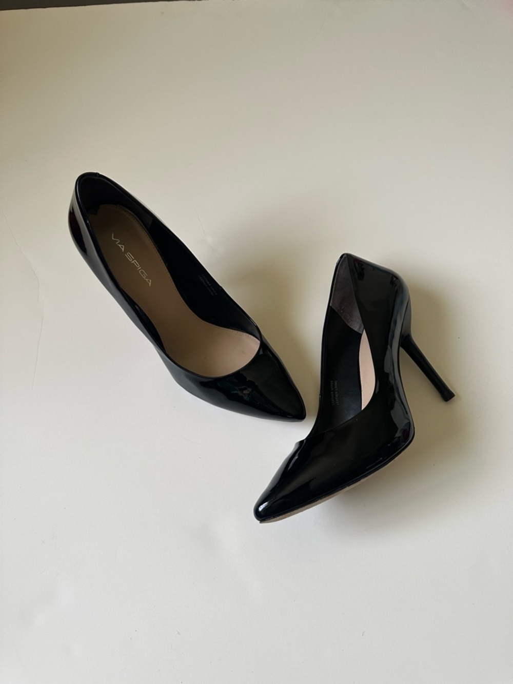 Via Spiga Black Patent Leather Pointed Toe Stiletto Pumps Italy~10